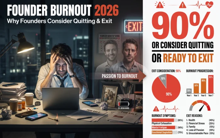 Founder Burnout 2026: Why 90% Consider Quitting & Exit