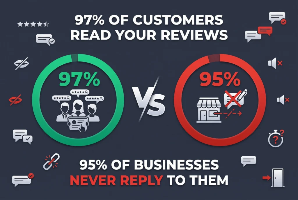 97% of Customers Read Your Reviews. 95% of Businesses Never Reply to Them.